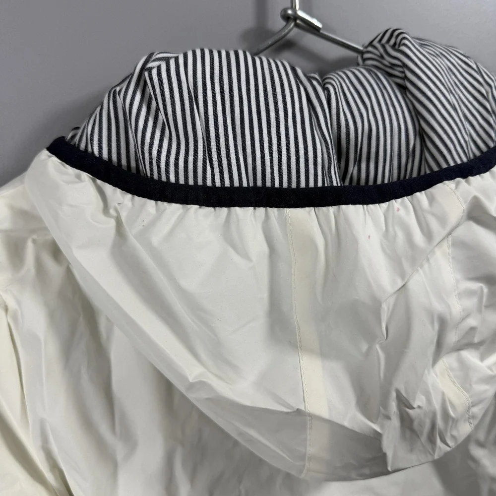 NWT Jacadi Jacket Kids 7-8 Years White Hooded Windbreaker Full Zip Cotton Lined